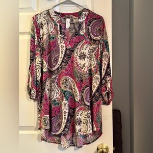 Honeyme Paisley Blouse - Pink, Purple, Green